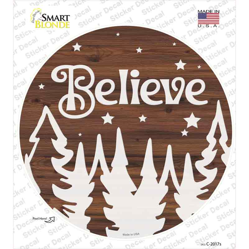 Believe Winter Silhouette Novelty Circle Sticker Decal Small