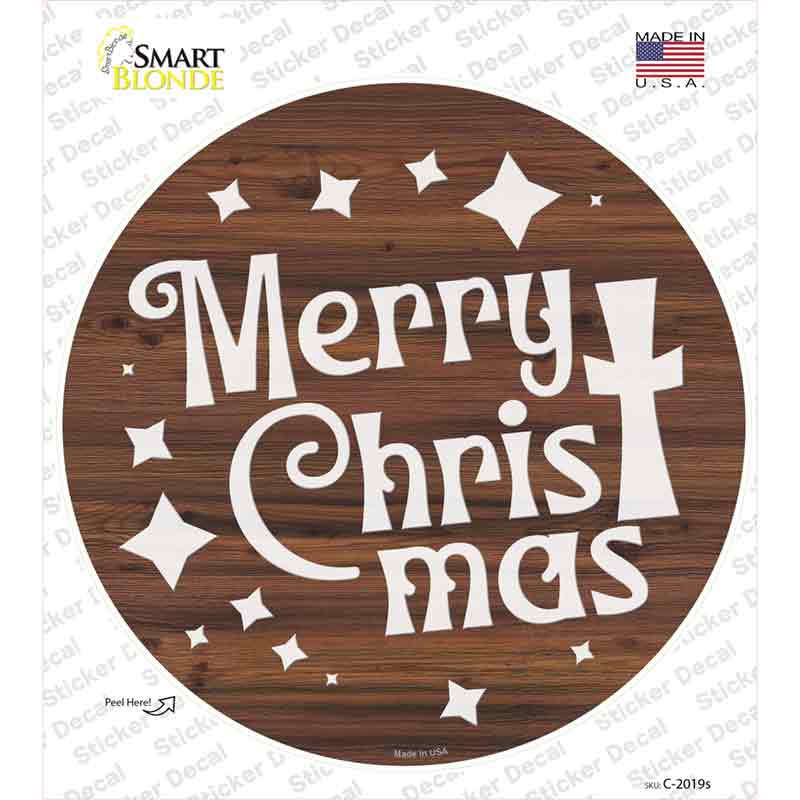 Merry Christmas with Cross Novelty Circle Sticker Decal Small