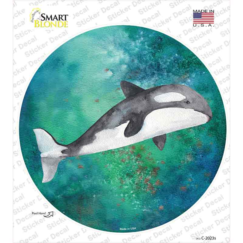 Whale Aqua Novelty Circle Sticker Decal
