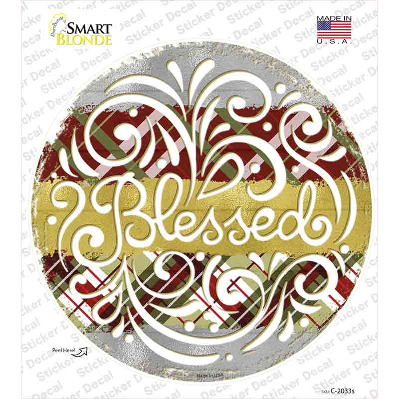Blessed Christmas Novelty Circle Sticker Decal