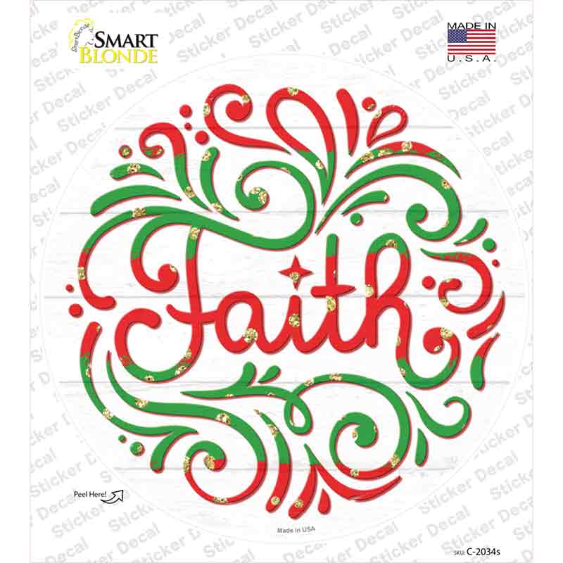 Faith Christmas Novelty Circle Sticker Decal Small