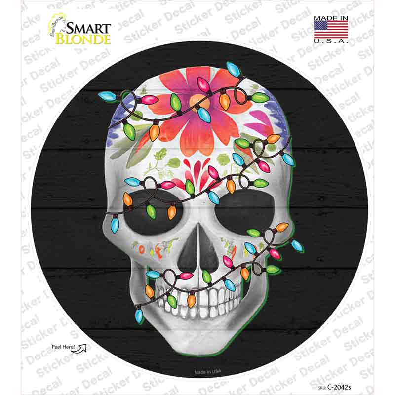 Calavera with Lights Novelty Circle Sticker Decal Small