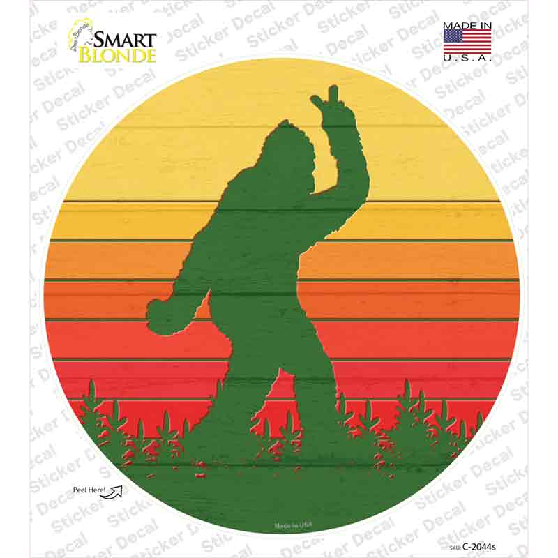 Bigfoot Peace Novelty Circle Sticker Decal Small