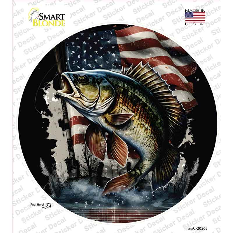 American Bass Novelty Circle Sticker Decal C-2056s