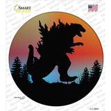 Godzilla Silhouette Sunset Novelty Circle Sticker Decal C-2062s