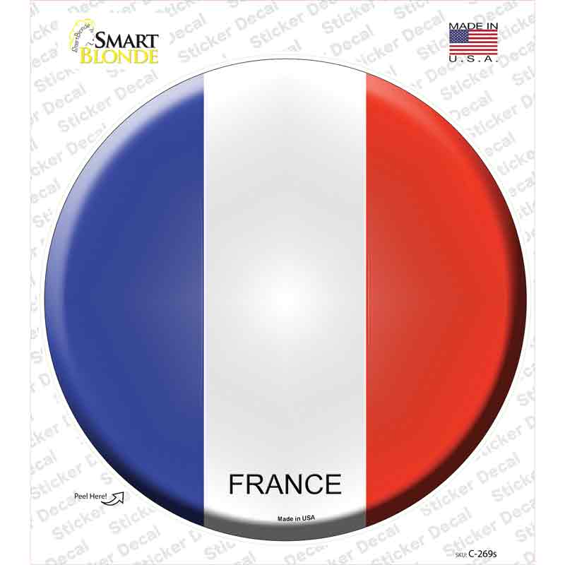 France Country Novelty Circle Sticker Decal