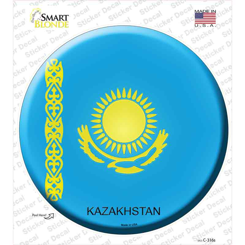 Kazakhstan Country Novelty Circle Sticker Decal