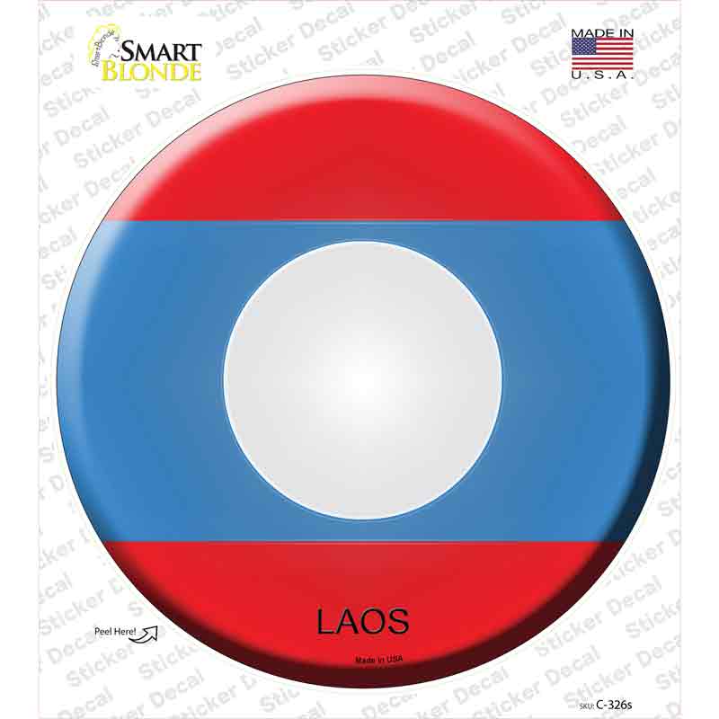 Laos Country Novelty Circle Sticker Decal