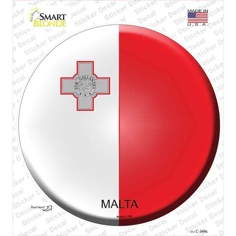 Malta Country Novelty Circle Sticker Decal