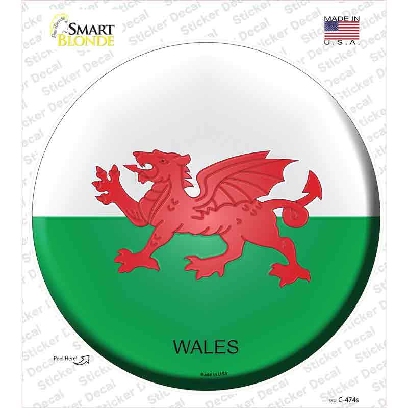 Wales Country Novelty Circle Sticker Decal