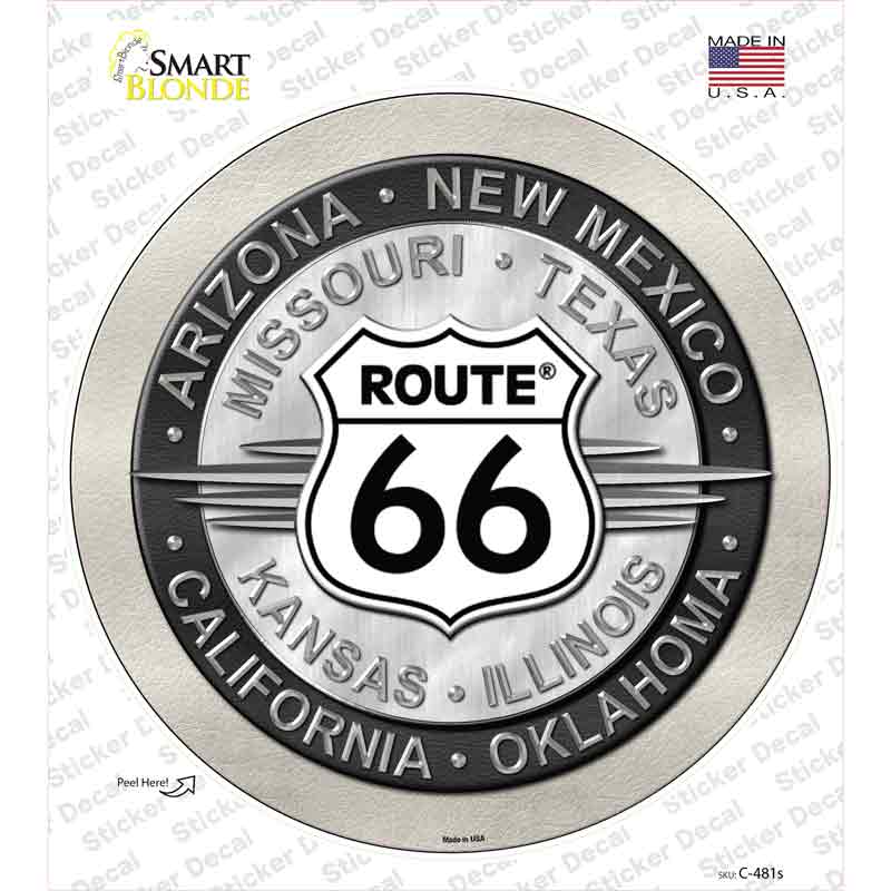 Route 66 States Novelty Circle Sticker Decal Small