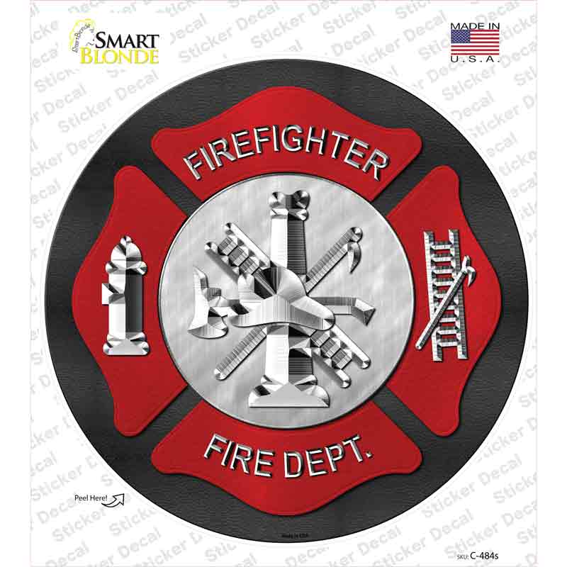 Firefighter Novelty Circle Sticker Decal Small