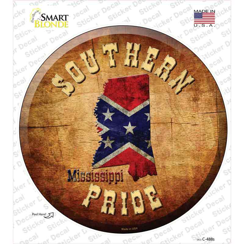 Southern Pride Mississippi Novelty Circle Sticker Decal Small