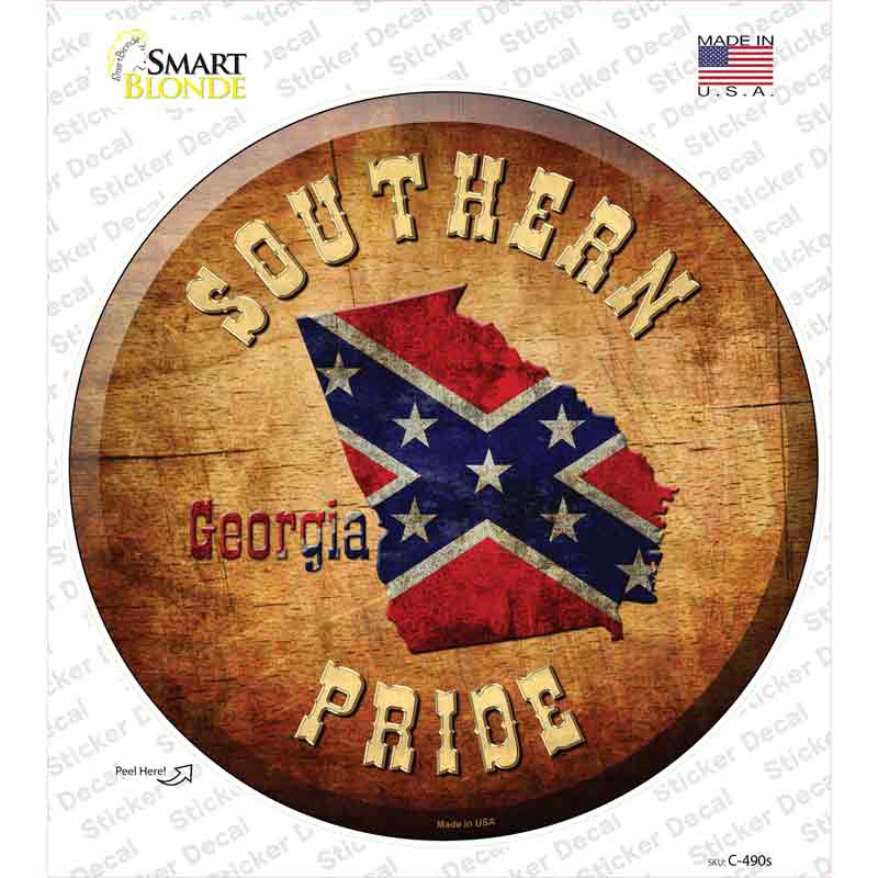 Southern Pride Georgia Novelty Circle Sticker Decal Small