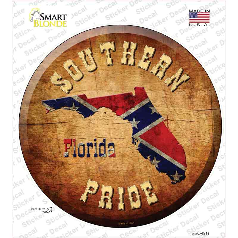 Southern Pride Florida Novelty Circle Sticker Decal Small