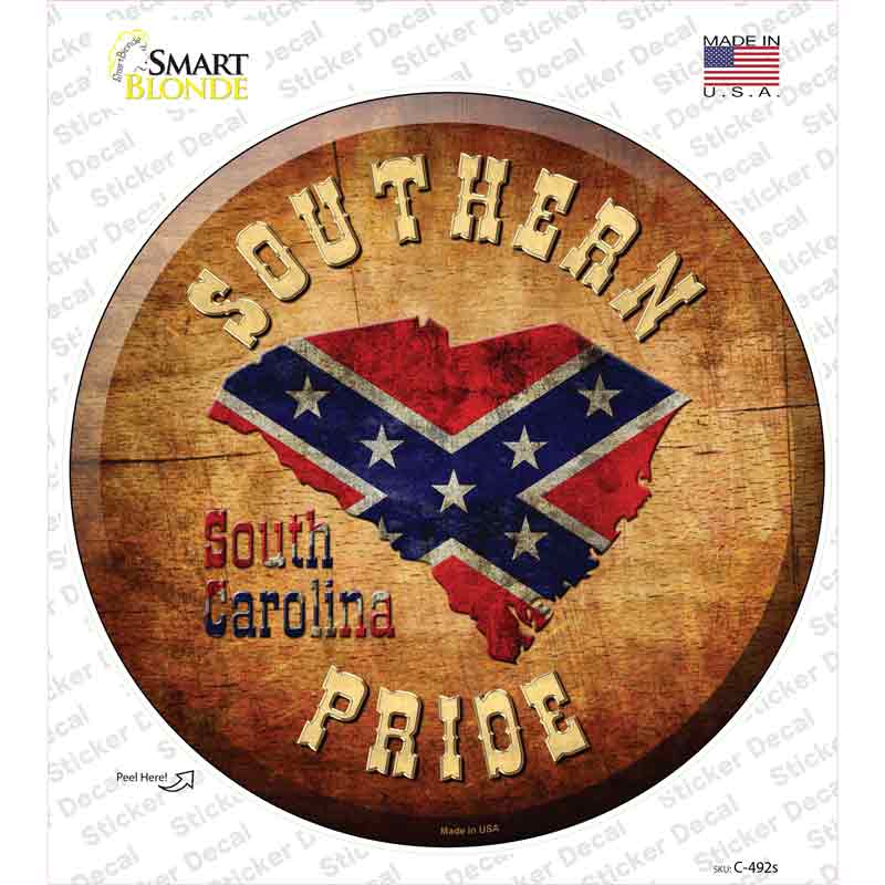 Southern Pride South Carolina Novelty Circle Sticker Decal Small