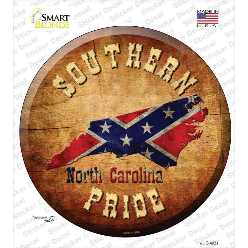 Southern Pride North Carolina Novelty Circle Sticker Decal Small