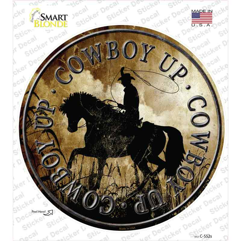 Cowboy Up Novelty Circle Sticker Decal