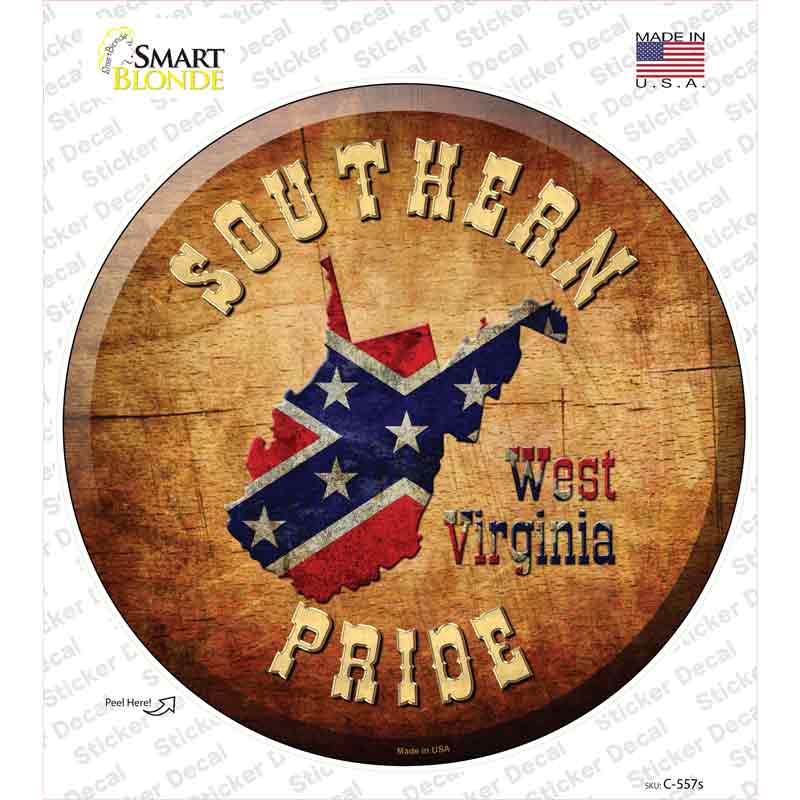 Southern Pride West Virginia Novelty Circle Sticker Decal Small