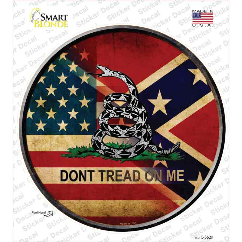 American Confederate Dont Tread On Me Novelty Circle Sticker Decal Small