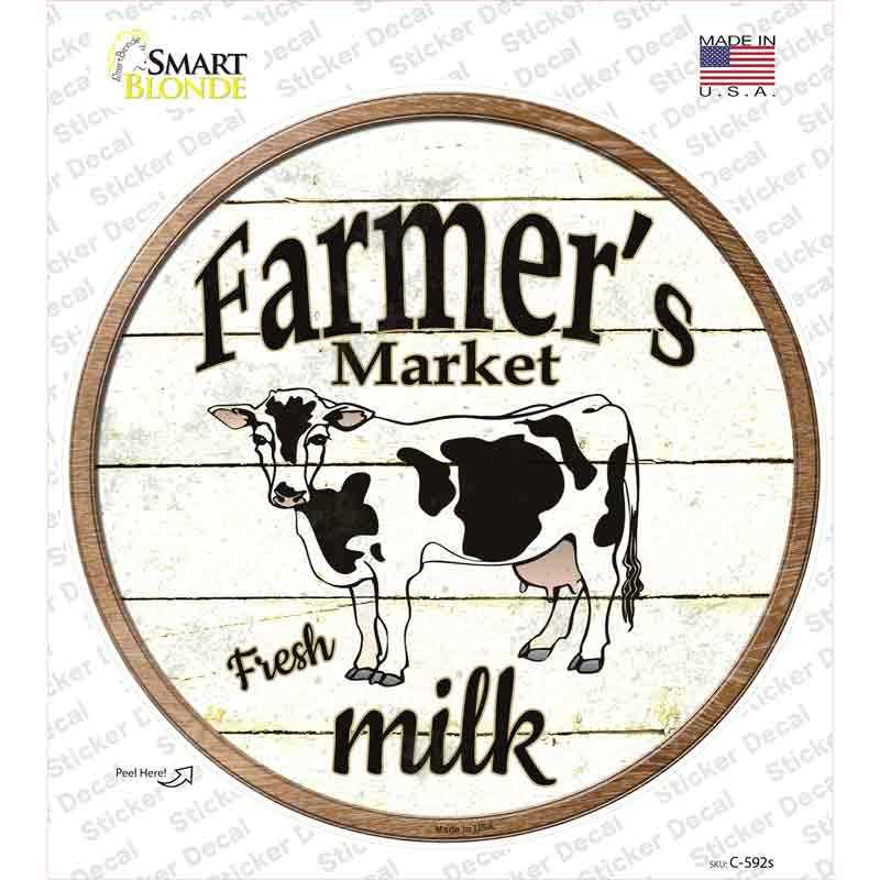 Farmers Market Milk Novelty Circle Sticker Decal Small