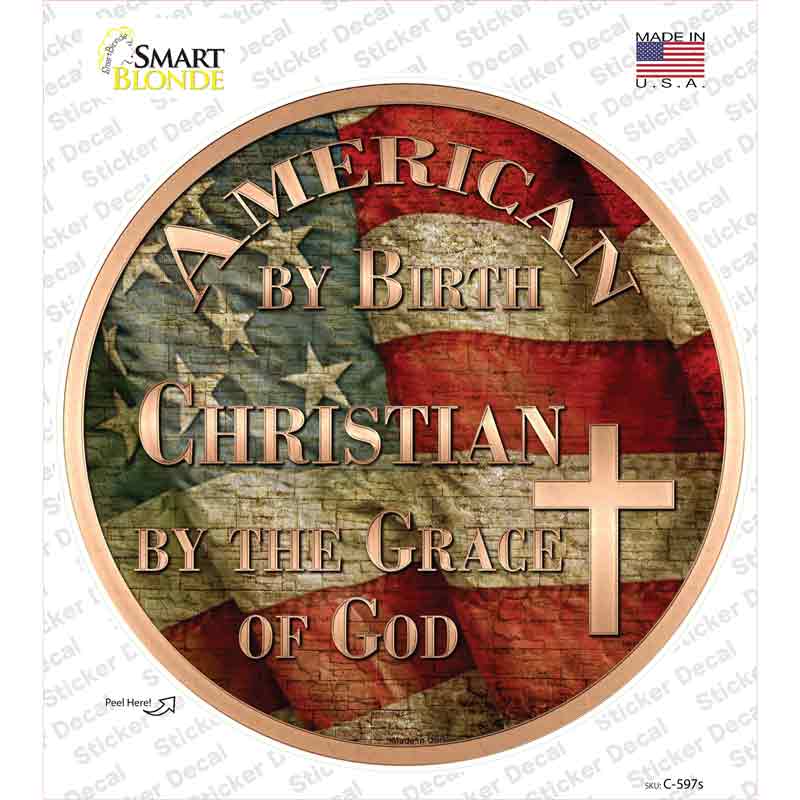 American Christian Novelty Circle Sticker Decal Small