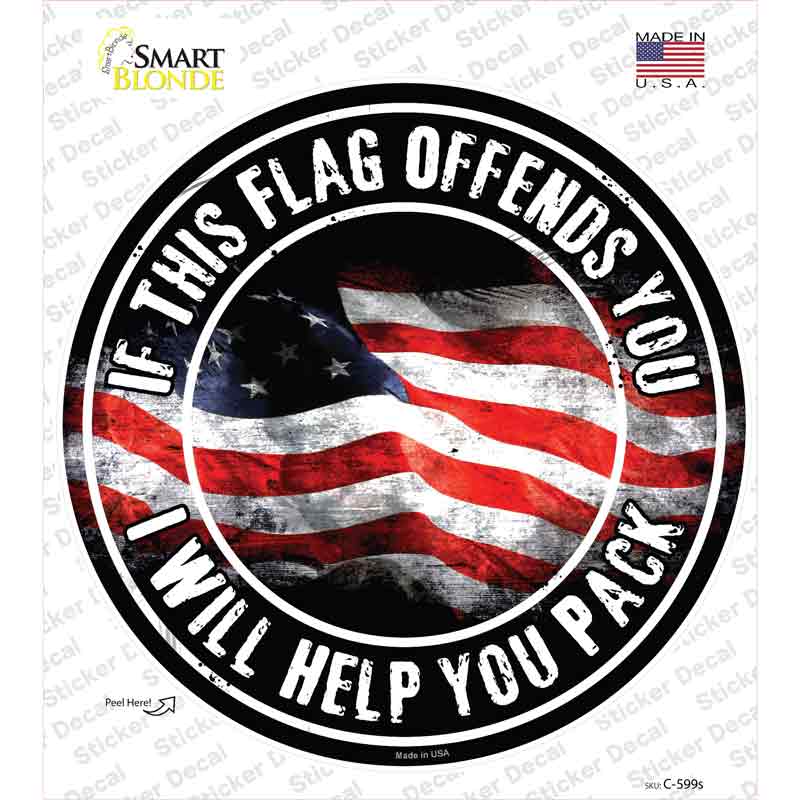 This Flag Offends You Novelty Circle Sticker Decal