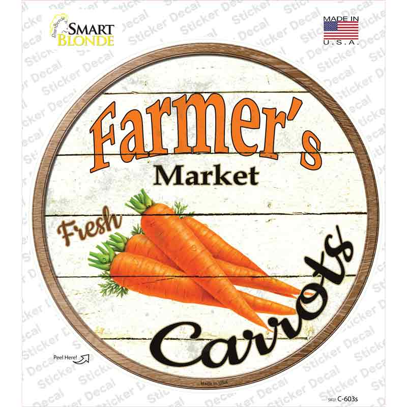 Farmers Market Carrots Novelty Circle Sticker Decal Small