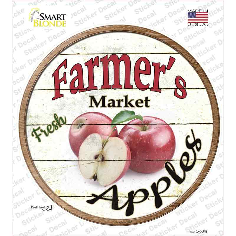 Farmers Market Apples Novelty Circle Sticker Decal Small