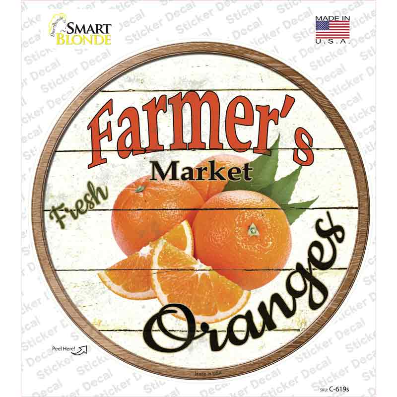 Farmers Market Oranges Novelty Circle Sticker Decal Small