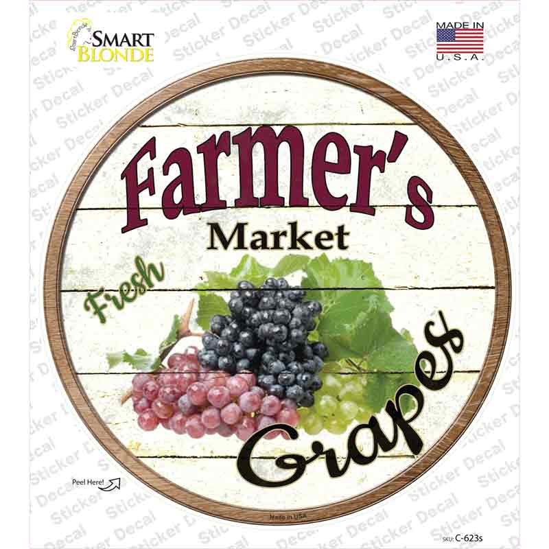 Farmers Market Grapes Novelty Circle Sticker Decal Small