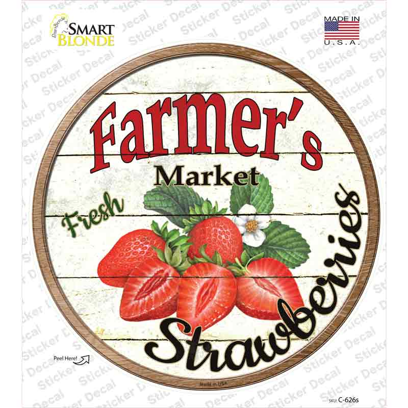 Farmers Market Strawberries Novelty Circle Sticker Decal Small