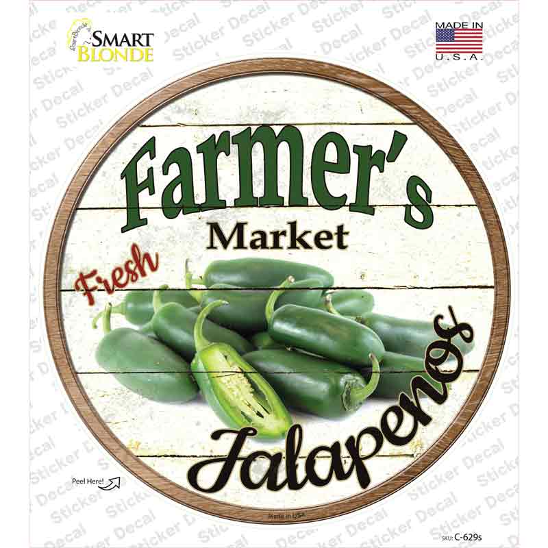 Farmers Market Jalapenos Novelty Circle Sticker Decal Small