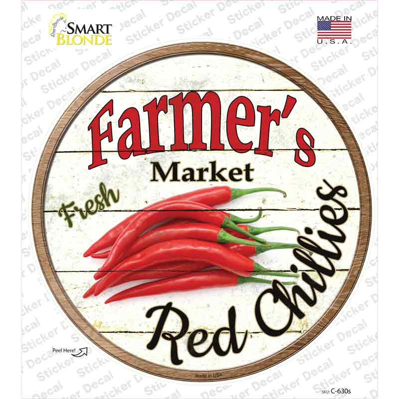 Farmers Market Red Chillies Novelty Circle Sticker Decal Small