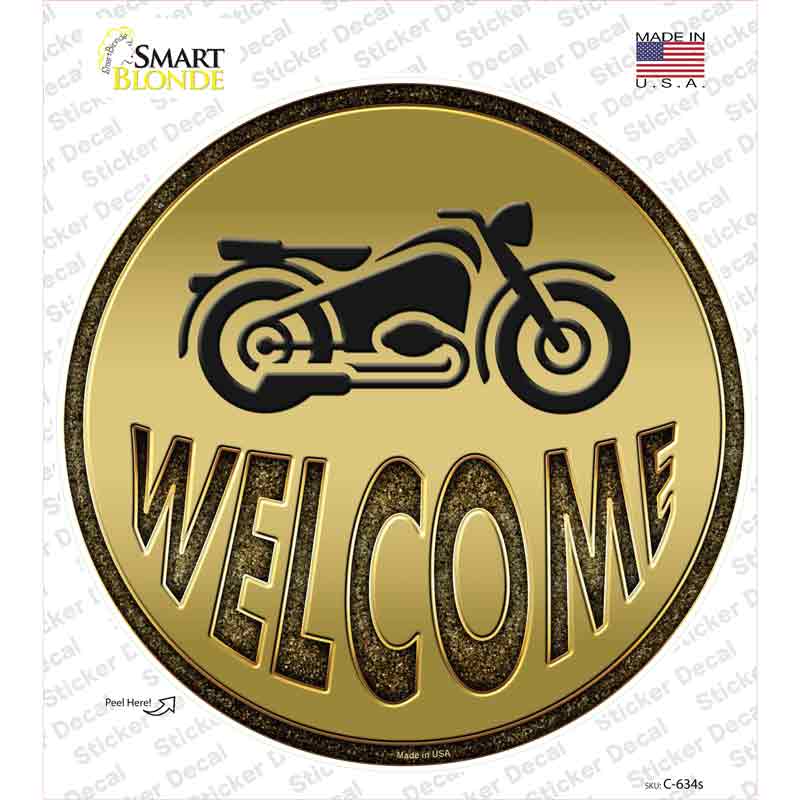 Welcome With Motorcycle Novelty Circle Sticker Decal Small