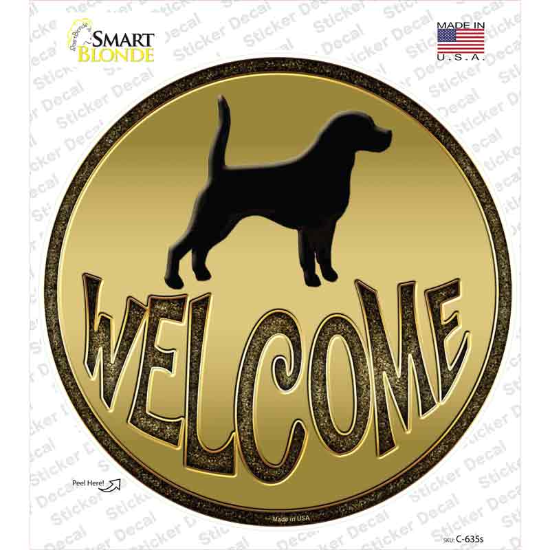 Welcome With Dogs Novelty Circle Sticker Decal Small