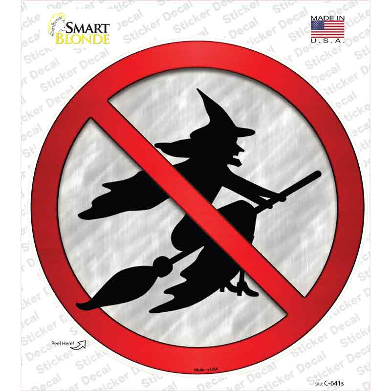 No Witches Novelty Circle Sticker Decal Small