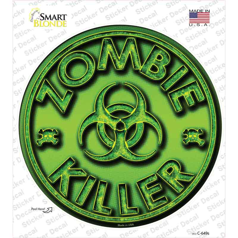 Zombie Killer Novelty Circle Sticker Decal Small