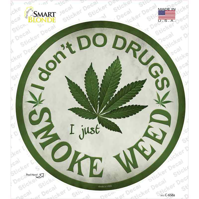 Smoke Weed Novelty Circle Sticker Decal Small