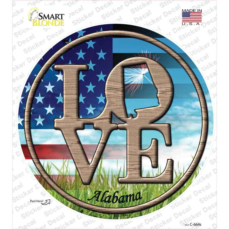 Love Alabama Novelty Circle Sticker Decal Small