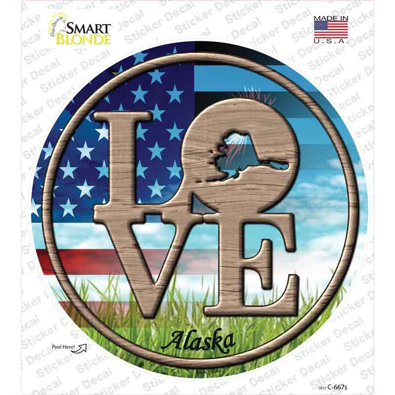 Love Alaska Novelty Circle Sticker Decal Small