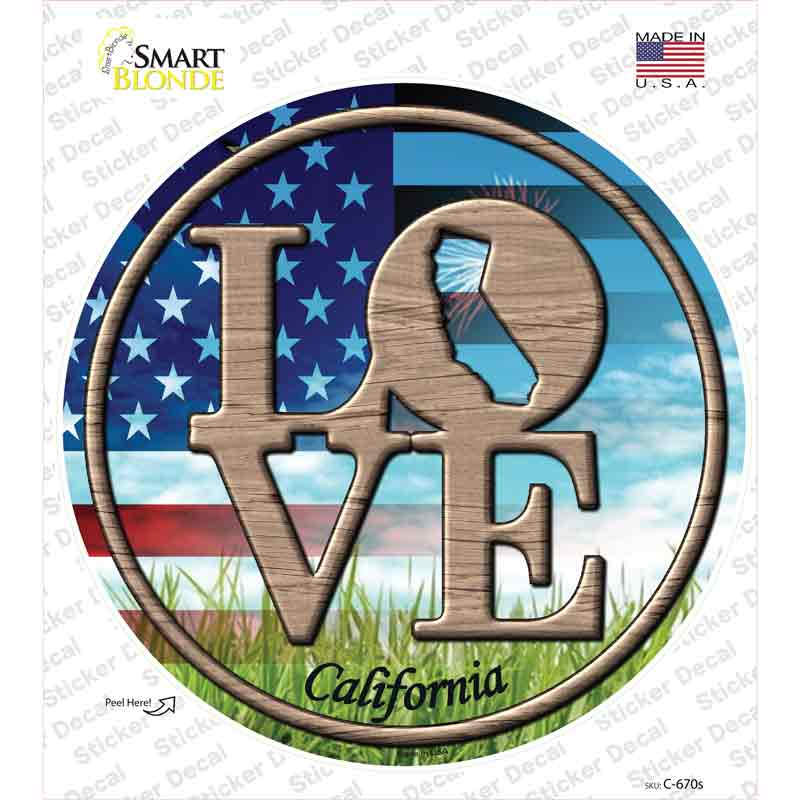 Love California Novelty Circle Sticker Decal Small