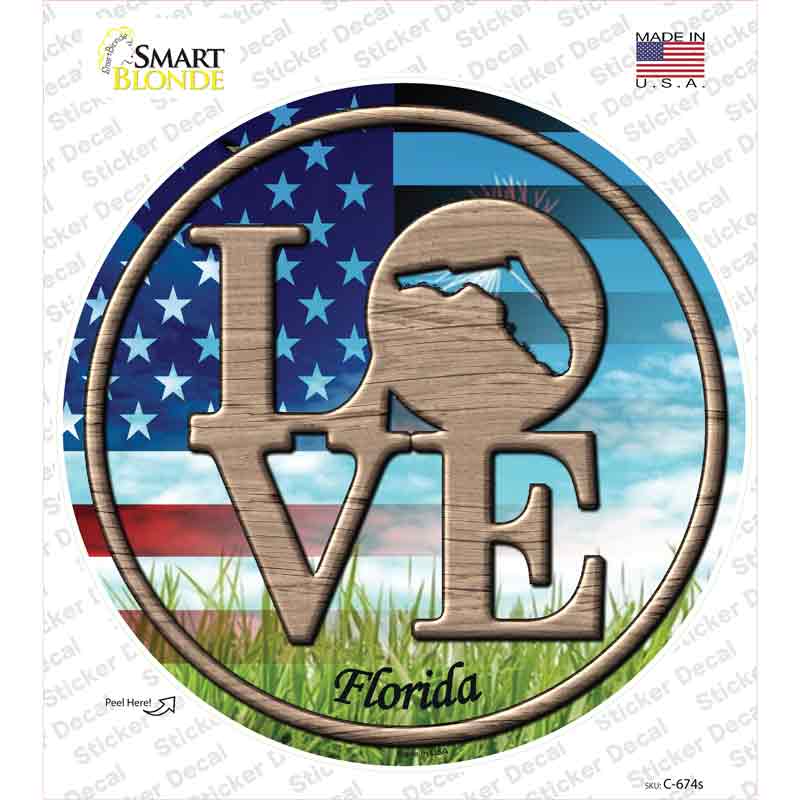 Love Florida Novelty Circle Sticker Decal Small