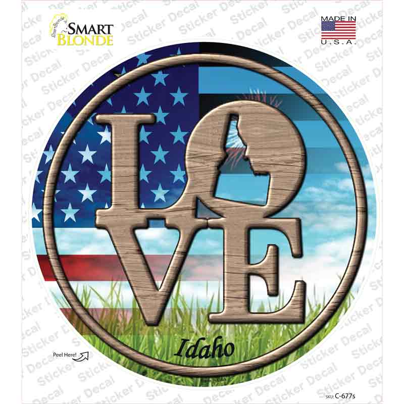 Love Idaho Novelty Circle Sticker Decal Small