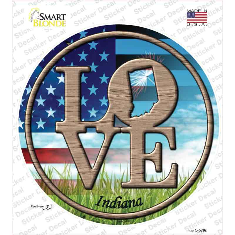 Love Indiana Novelty Circle Sticker Decal Small