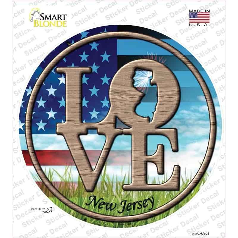 Love New Jersey Novelty Circle Sticker Decal Small