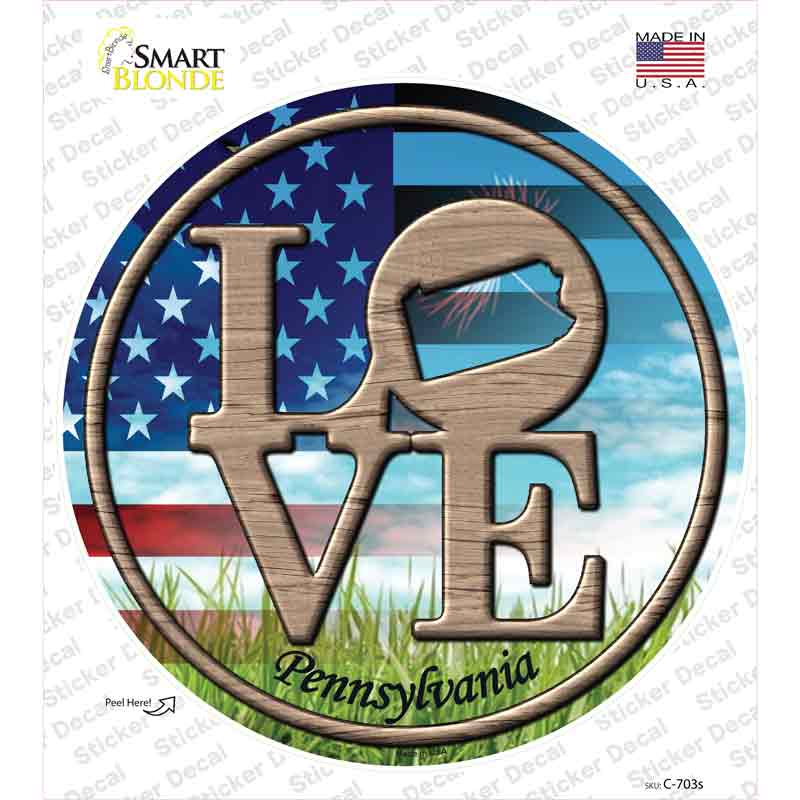 Love Pennsylvania Novelty Circle Sticker Decal Small