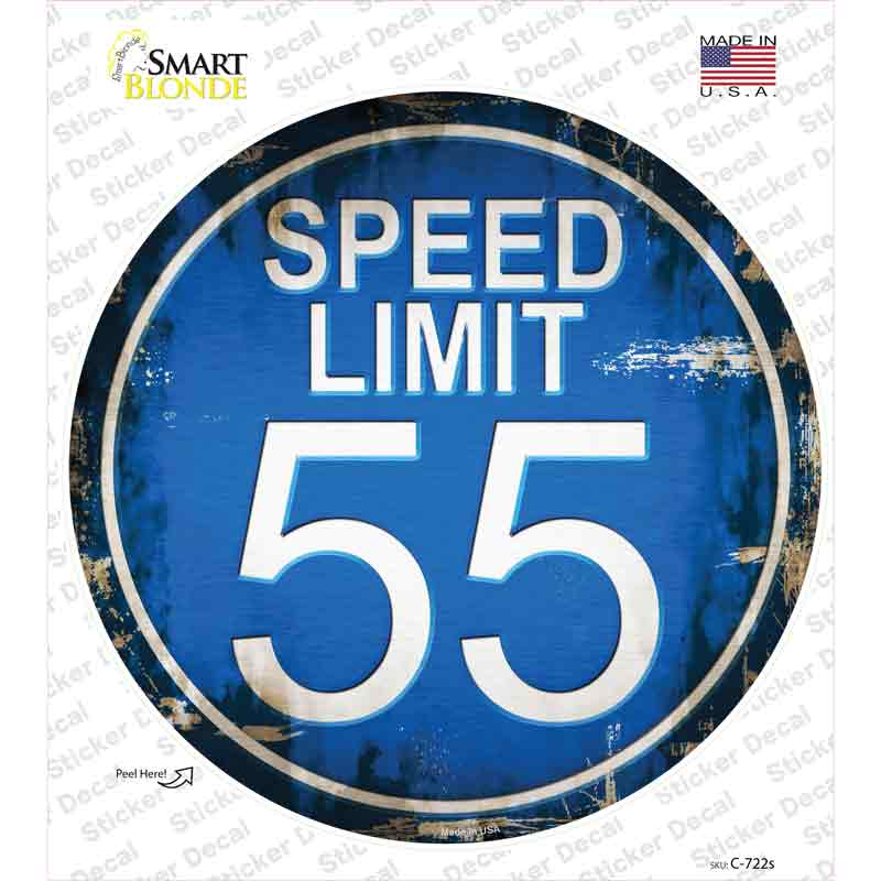 No. 55 Sticker Speed Limit 55 Novelty Circle Sticker Decal | Smart Blonde