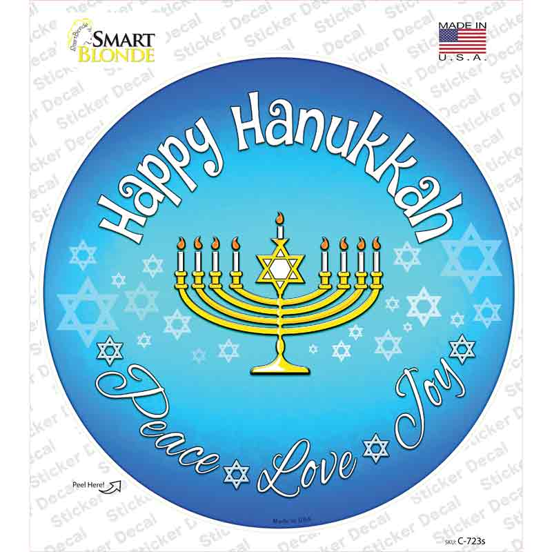 Happy Hanukkah Novelty Circle Sticker Decal Small