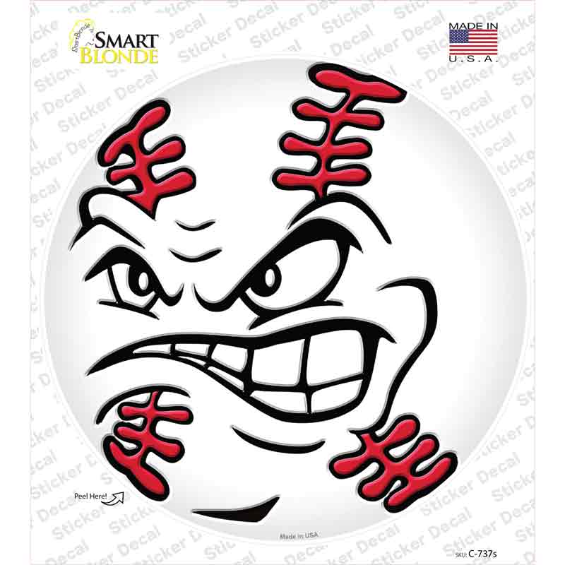 Angry Baseball Novelty Circle Sticker Decal Small